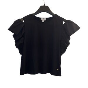 Marc New York Black Ruffle Sleeve Blouse